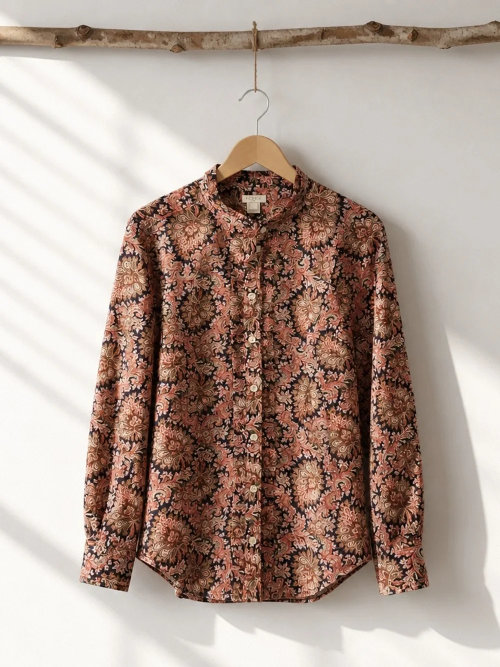 J. crew Light weight Paisley Ruffle Blouse